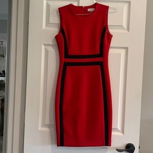 Calvin Klein dress.  Size 4.  Red with black insets.